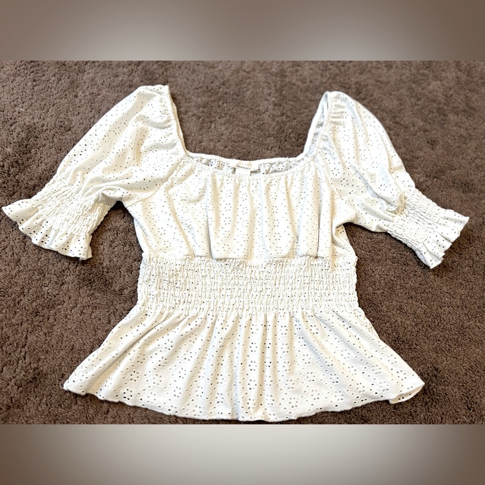Juniors Urban Romantics White Eyelet Top